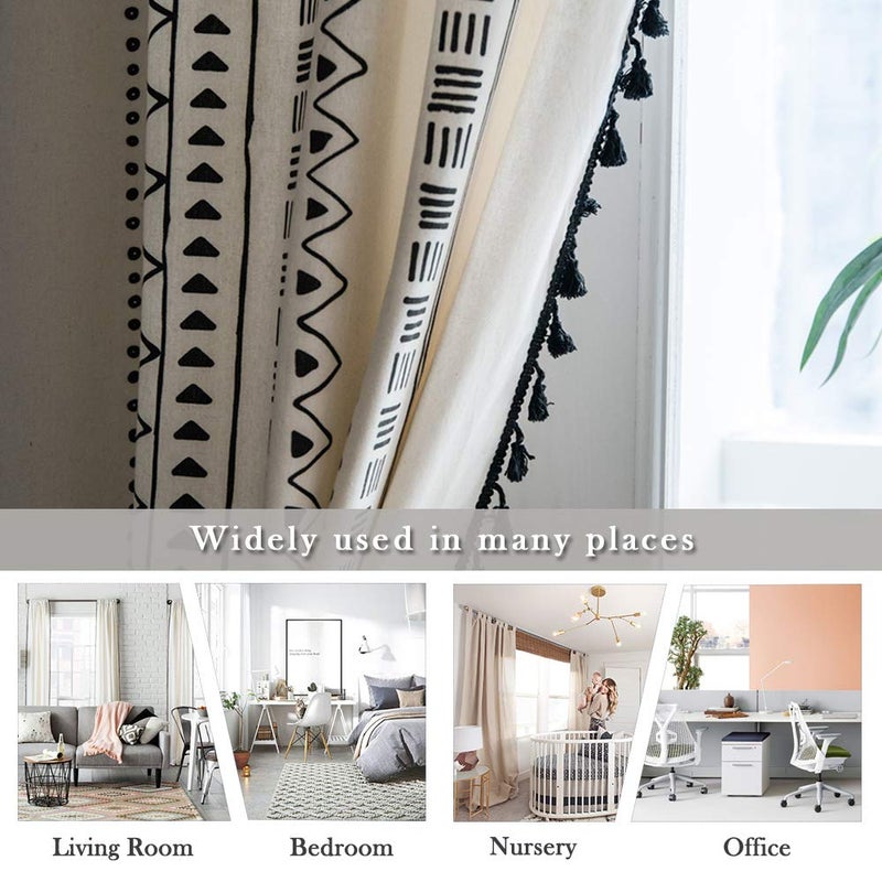ColorBird Boho Curtains 84 Inches Length Modern Farmhouse Decor Black and White Striped Geometric Aztec Western Window Treatment Cream Curtain & Drapes 2 Panels for Living Bedroom Dining Room - Image 5